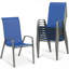Chaises de patio empilables toutes saisons, tissu en textilène durable avec accoudoirs, structure en métal robuste, chaises de salle à manger ergonomiques à séchage rapide pour l'extérieur pour la cour et la piscine (bleu marine, 8 pièces)-126637972-109080136