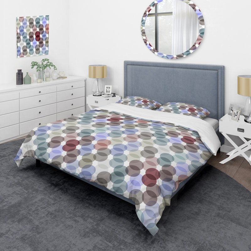 Motif de cercles mauves - Ensemble de housse de couette abstrait - Microfibre de polyester