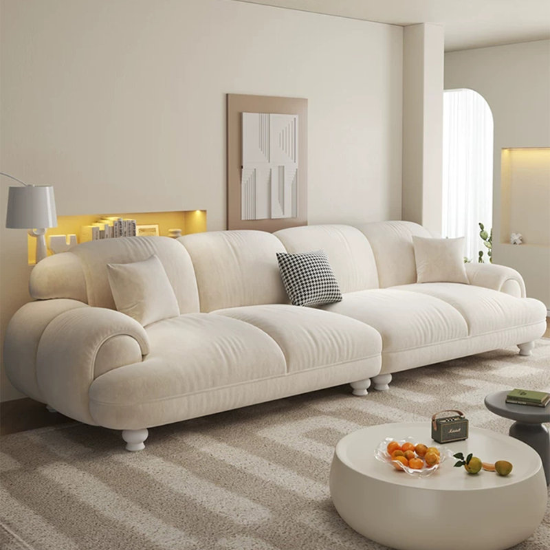 Coussin modulaire 100% polyester crème, H 31,5 po x l 110,24 po x P 38,58 po, Crémeux