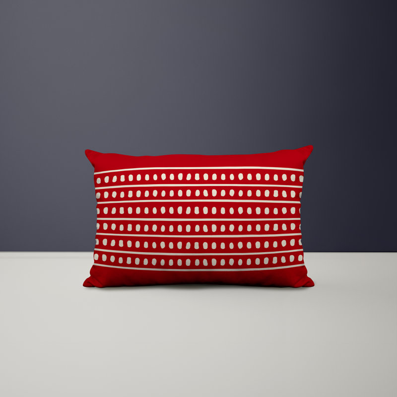 Polyester / Mélange de polyester Housse de coussin rectangulaire intérieure / extérieure lombaire et insert, Rouge