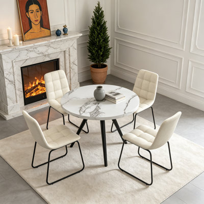 Ensemble de table de salle à manger 5 pièces, table de cuisine moderne 34,7 po avec chaises