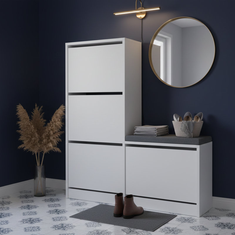4 Cabinets Shoe Cabinet With Bench