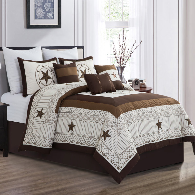 Microfiber 7 Piece Comforter Set, King Comforter + 6 Additional Pieces 