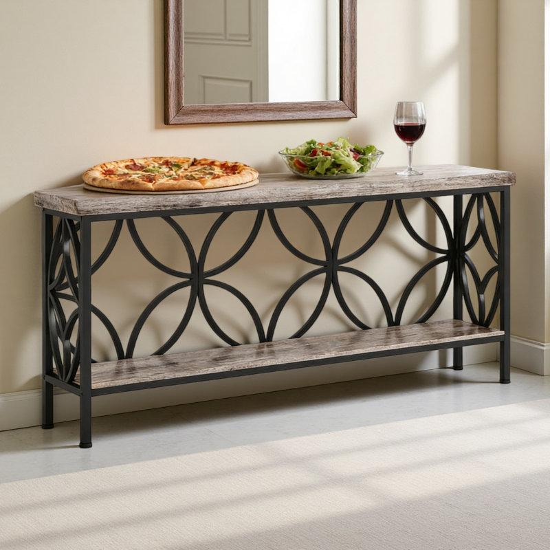 Coffee Table,2-Tier Console Table,Modern Sofa Table, Gray