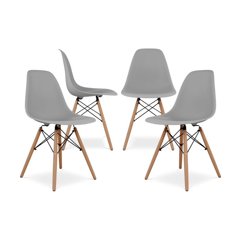Modholic Eiffel Chair With Wood Legs, Gray (Set Of 4), Gray