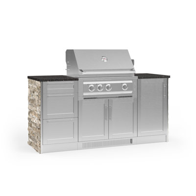 Outdoor Kitchen Signature Series 8 Piece Cabinet Set with 33 in. Natural Gas Platinum Grill -  NewAge Products, 68223