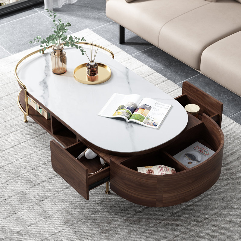 Coffee Table with Storage, White/Brown