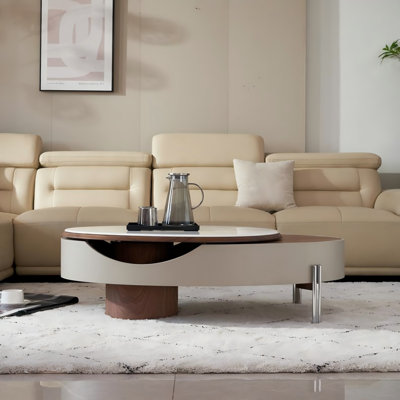 Table basse ovale avec rangement à hauteur réglable 51,18 po