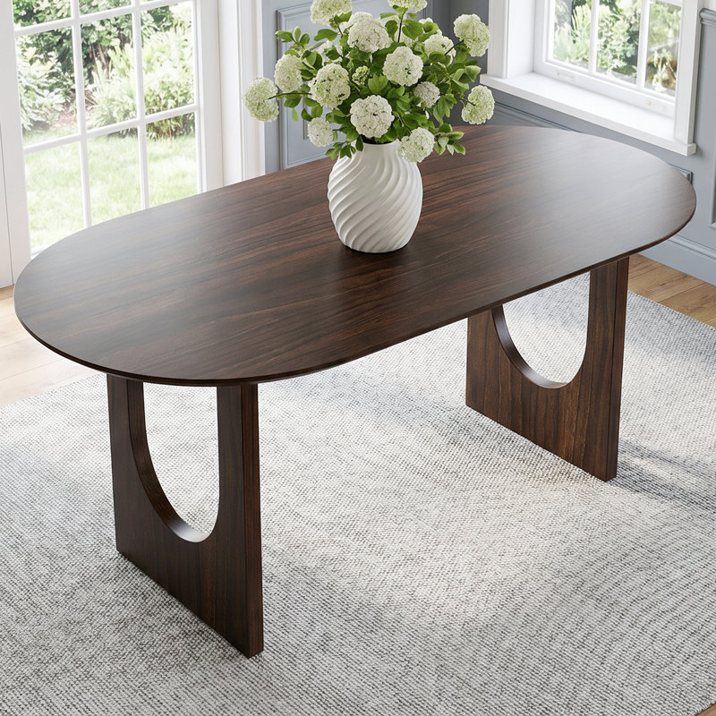 Tables de cuisine ovales en bois 79 po 79 po, Noyer