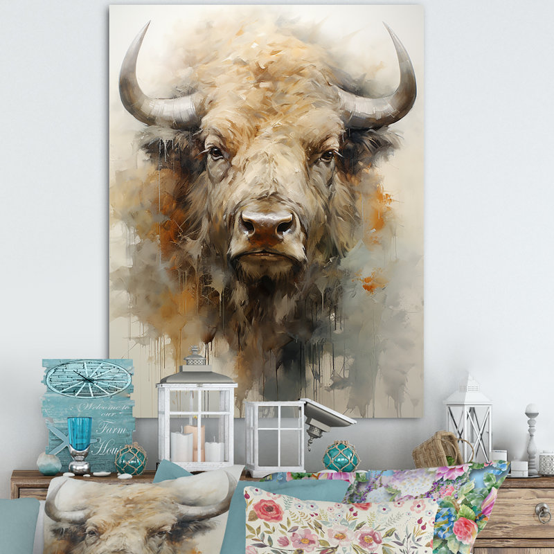 Buffalo Bison Head II - Buffalo, reproduction sur toile encadrée, H 40 po x l 30 po x P 1,5 po, Toile tendue