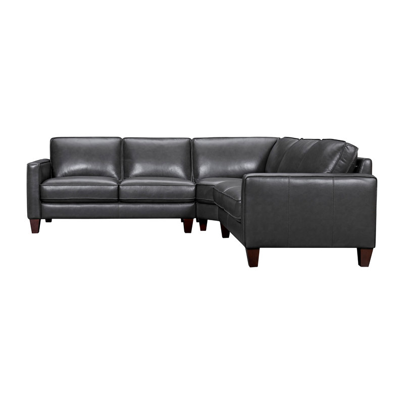 Canapé modulaire Junellen, Cuir véritable / similicuir noir