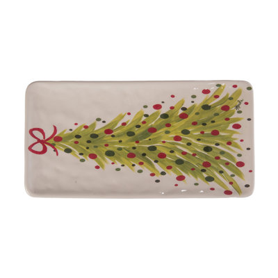 Ceramic Platter Dot Tree Multicolor Serving Platters for Christmas Indoor Use Tabletop Decoration Perfect for Gift Giving and Hostess Gifts Unique and Stylish Design for Your Holiday Gatherings