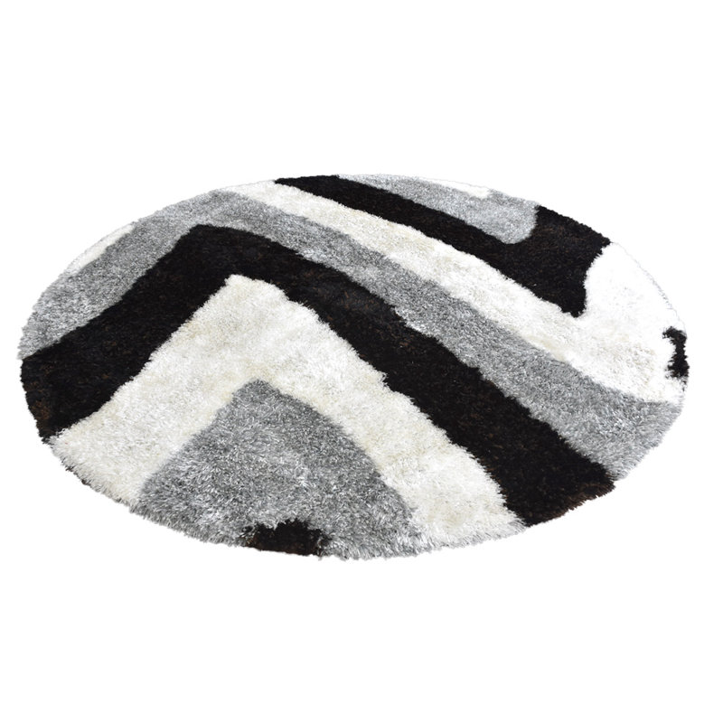 Rollins Hand Tufted Shag Polyester Eco-Friendly Area Rugs - Round, Multicolor, Contemporary Modern Design, High Pile Thick Handmade Anti Skid Area Rugs for Living Room, Bed Room