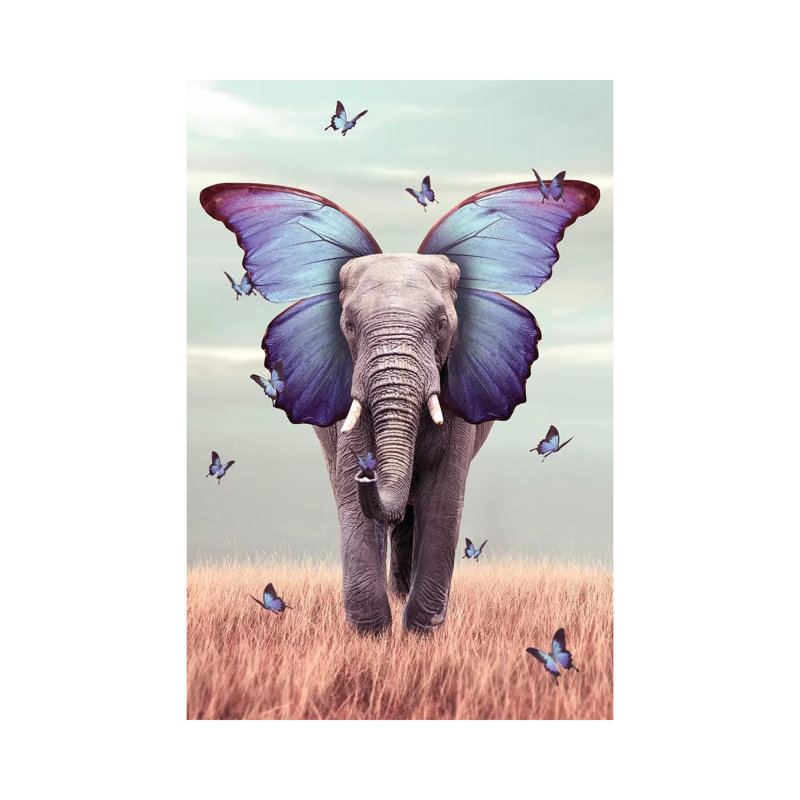 Elephant Blue Morpho Lenity Mint by Soaring Anchor Designs - Wrapped Canvas Print, 66.04 cm H x 45.72 cm W x 3.175 cm D