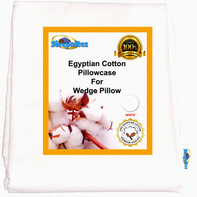 White Cotton Wedge Pillowcase - Zip Closure, Loose Fitting Cover for 8" Bed Wedge Pillow - Easy Removal, Breathable Fabric, Pillow Protector