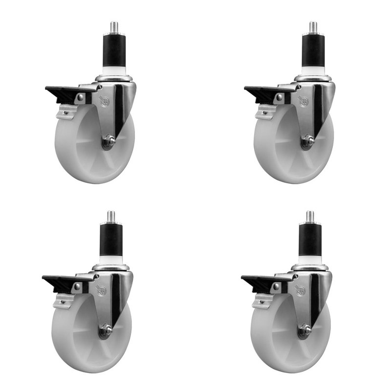 Ensemble de roulettes extensibles pivotantes en nylon 1-1 / 2 pouces avec frein SCC