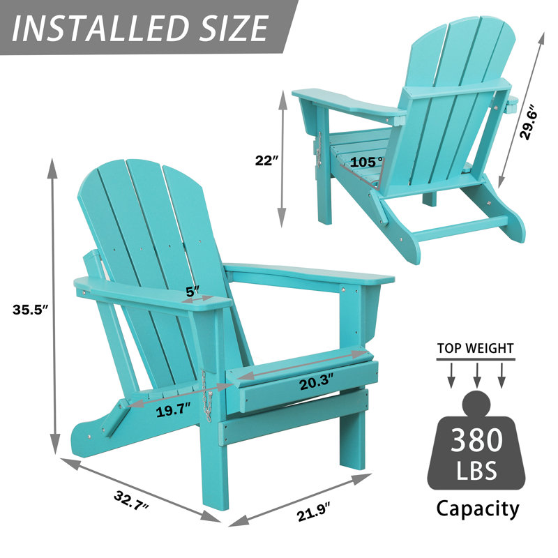 Chaise Adirondack pliante en plastique Farrahn, Bleu