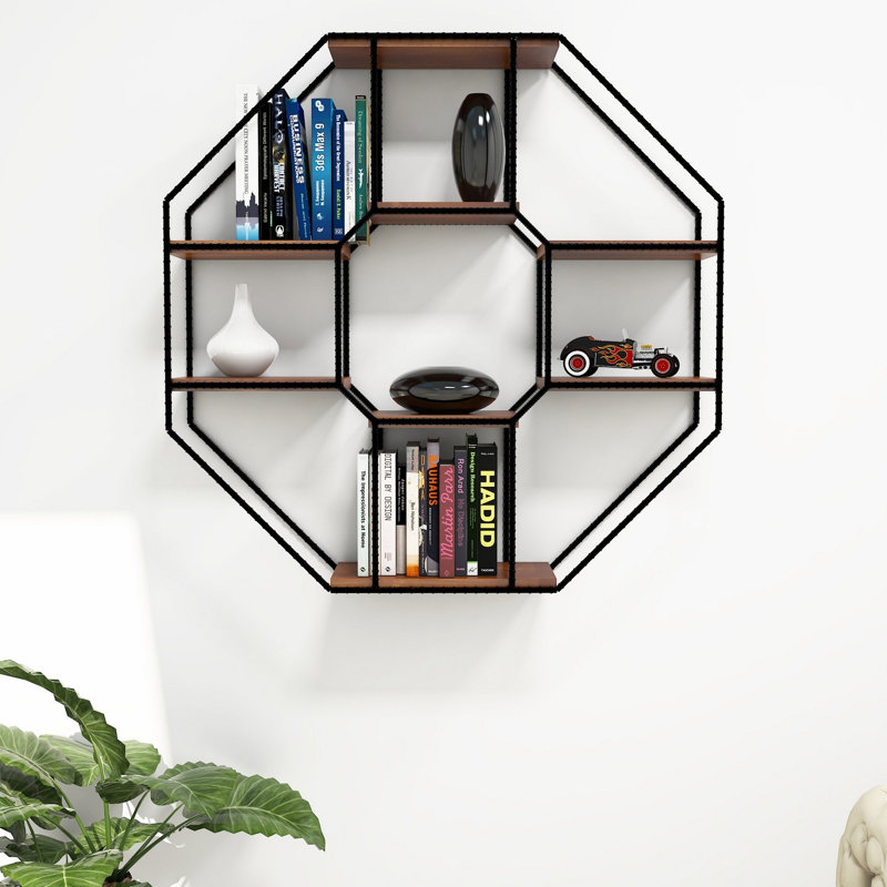 Tablette décorative hexagonale 7 pièces avec tablettes réglables Lenwood