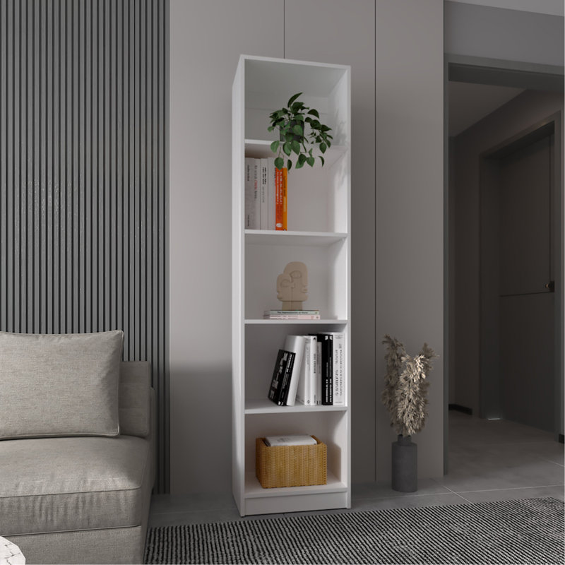 Bibliothèque mince à 5 tablettes, Blanc