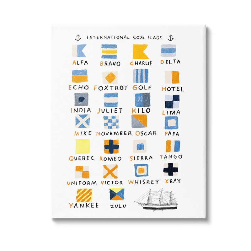 «Nautical Boat Flags», art mural sur toile par Hanna Melin, H 30 po x l 24 po