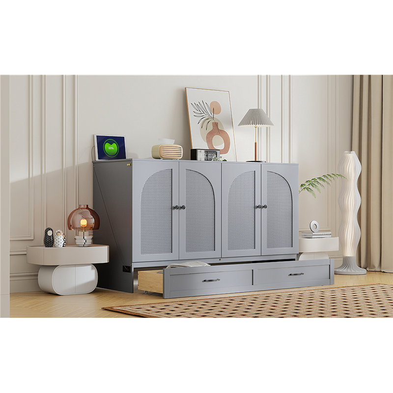 Lit escamotable avec grands tiroirs Maryanna, gris (ANCIEN SKU: N708S00010), Gris