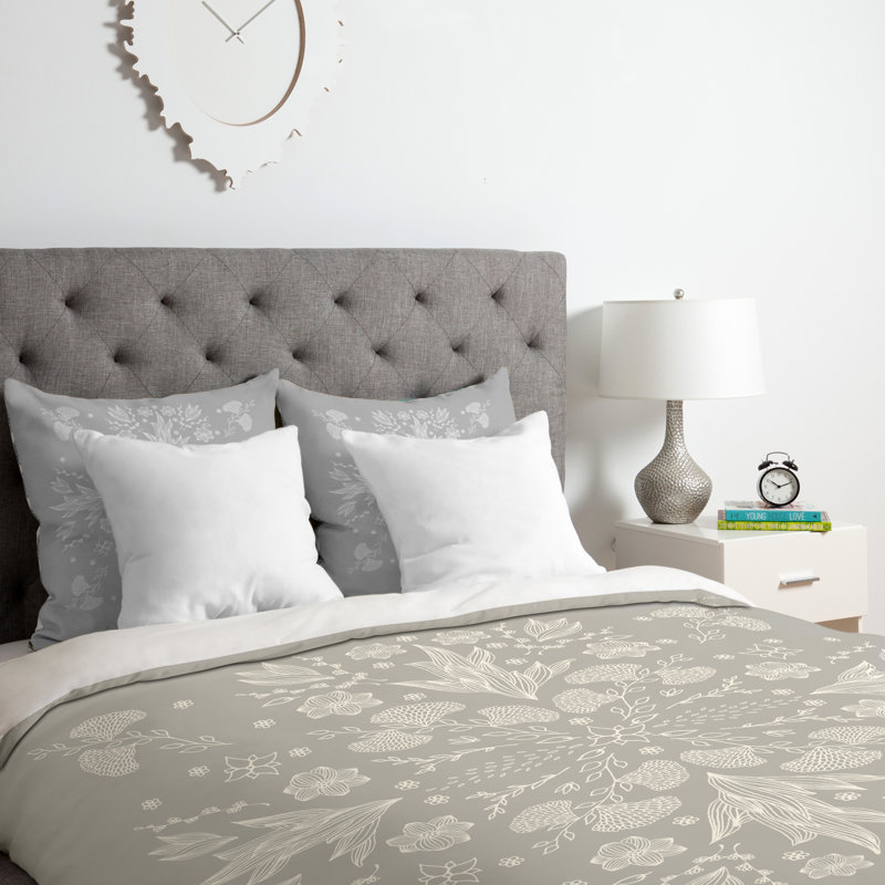 Iveta Abolina Polyester Floral Duvet Cover, Taupe, King Duvet Cover + 2 Shams