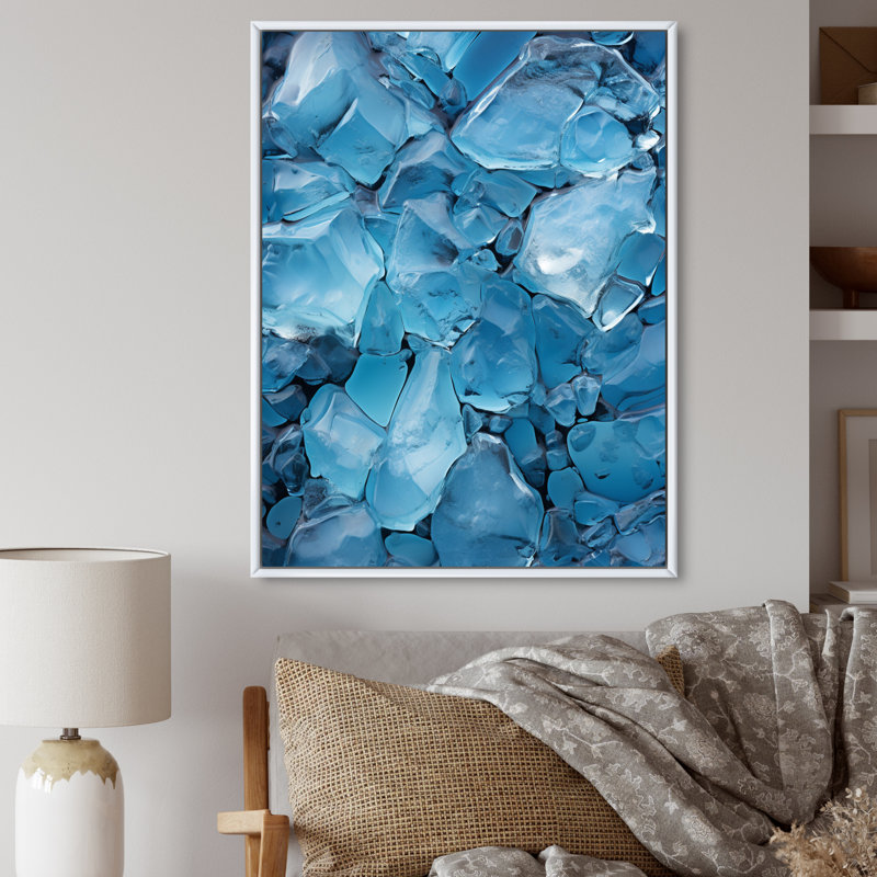 «Glacier Glacial Symphony IV», art mural sur toile, Cadre flottant blanc, H 32 po x l 24 po x P 1 po