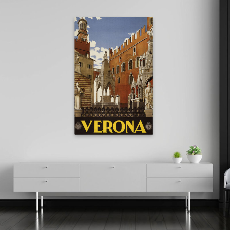 Verona Minimalist; Illustration de voyage et carte moderne, H 60 po x l 40 po
