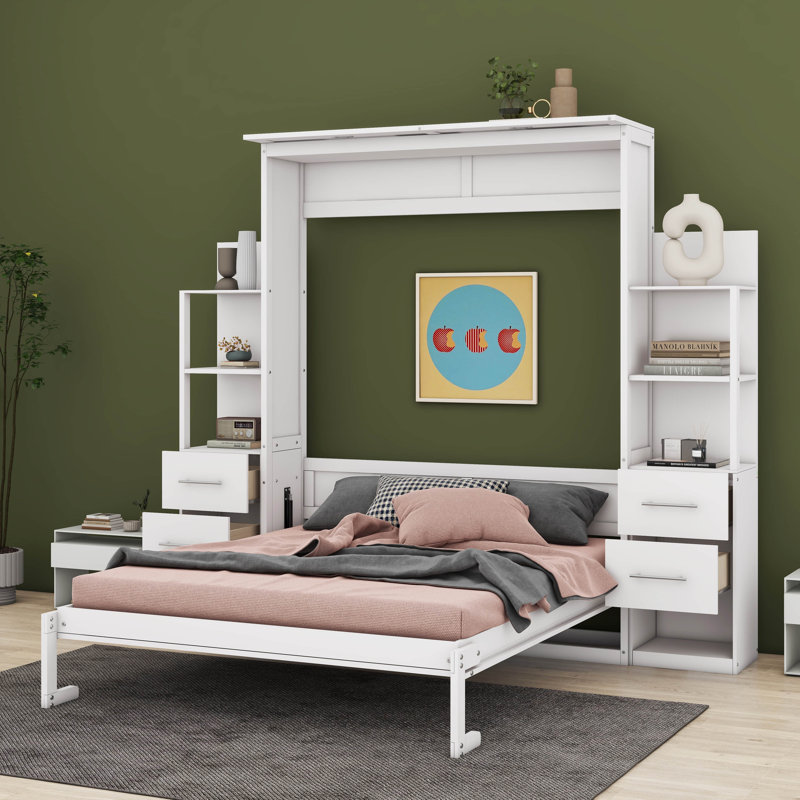 Lit escamotable Stephaie, Blanc, Queen