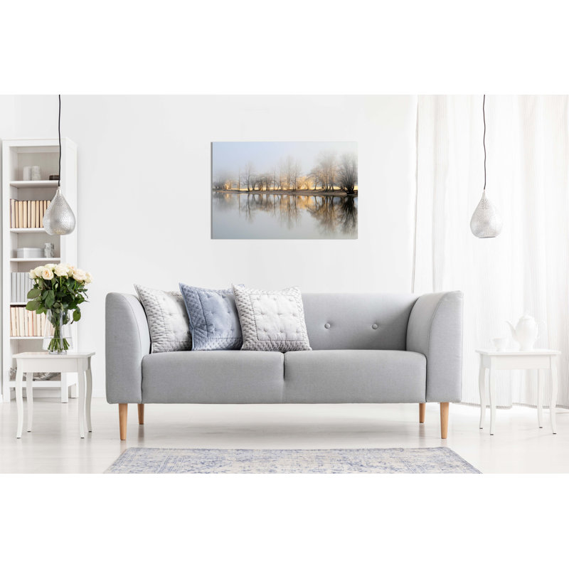Trees Reflection On Lake - Wrapped Canvas Print, 31cm H x 46cm W