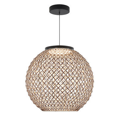 Luminaire suspendu à DEL Bayara Home ™ Ayara Exotic, noir et rotin