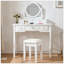Coiffeuse compacte avec miroir réversible, coiffeuse avec tabouret, coiffeuse compacte pour petits espaces