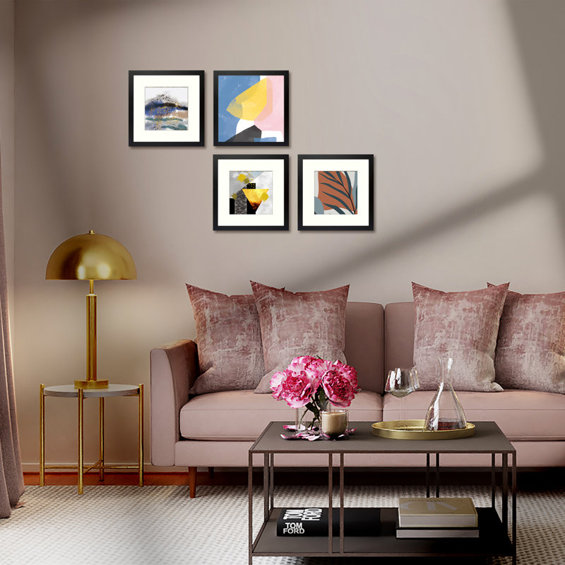 Gallery Wall Frame Set 12x12 for 8x8 Picture Frames with Ivory Mat, Black
