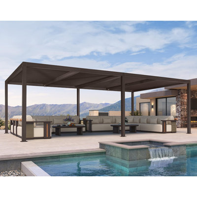 14' X 24' Aluminum Outdoor Bronze Louvered Pergola