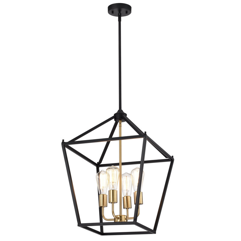 Lustre empire 4 lumières Halen, H 23 po x l 16 po x P 16 po, Noir texturé