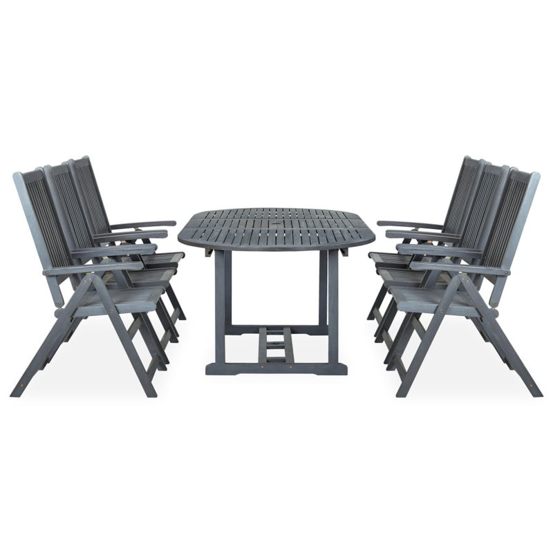 Ragnhild 6 - Person Acacia Wood Patio Dining Set with Extendable Oval Table