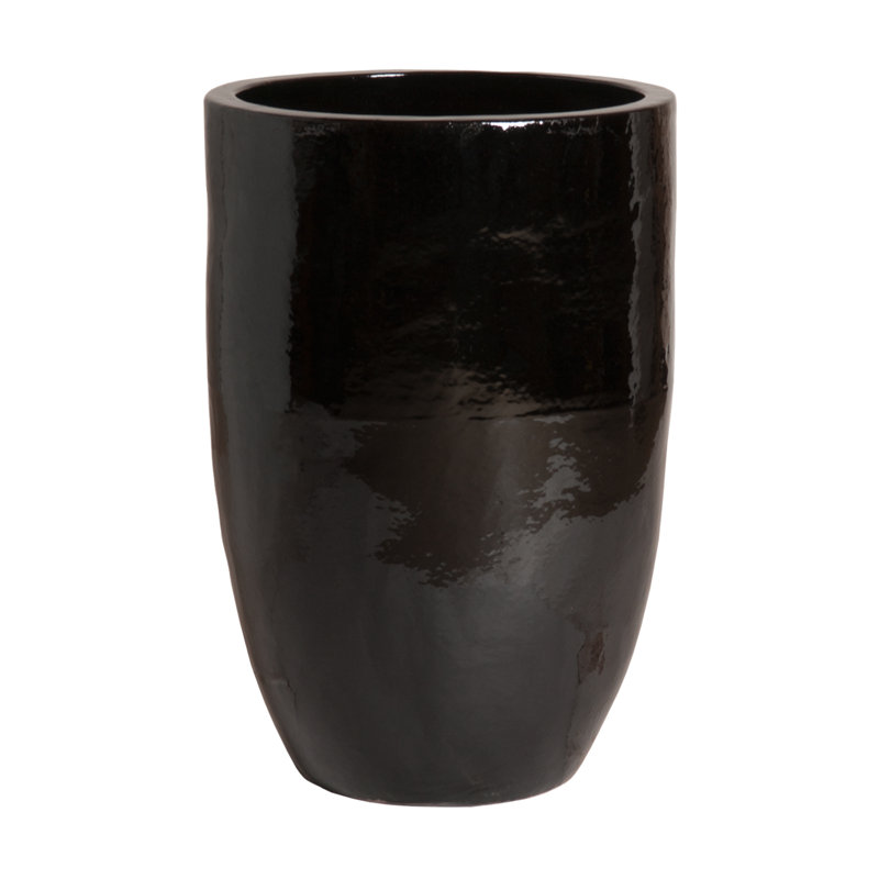 Handmade Ceramic Planter, Black, 32" H x 23" W x 23" D