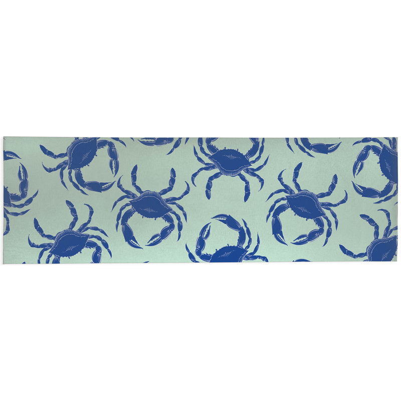 Crabby Decorative Outdoor Rug, Mint, Runner 2'6" x 8'