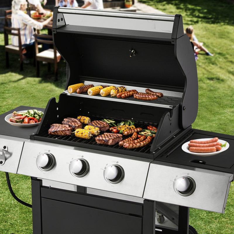 3-burner Propane Gas Grill With Side Burner