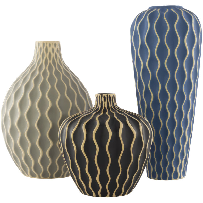 Dimondale Ceramic Table Vase, Black/Blue