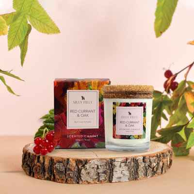 Bougie en verre | Groseille rouge et chêne légèrement parfumés | Deux mèches 13 oz | Plus de 40 heures d'autonomie | Idéal pour la maison, les fêtes et les cadeaux