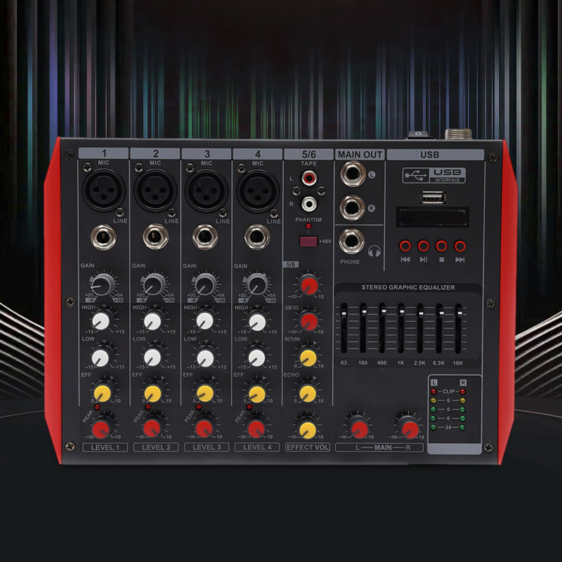 Table de mixage audio 6 canaux Bluetooth