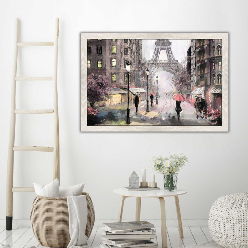 «Paris Streets II», reproduction encadrée, H 21,5 po x l 27,5 po x P 0,75 po, Cadre crème délavé