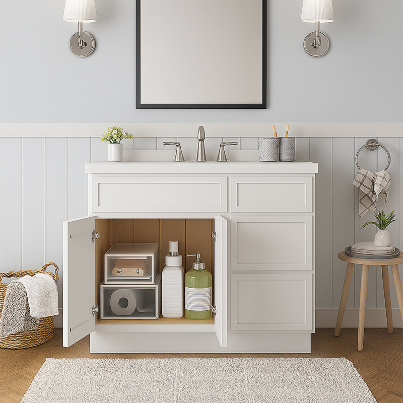 Base de meuble-lavabo simple 39 po seulement, Blanc