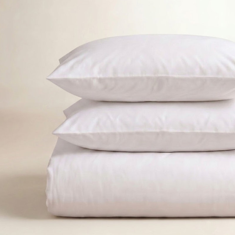 Ensemble de draps en coton 300TC, Ensemble de drap grand avec un drap-housse et deux, Blanc