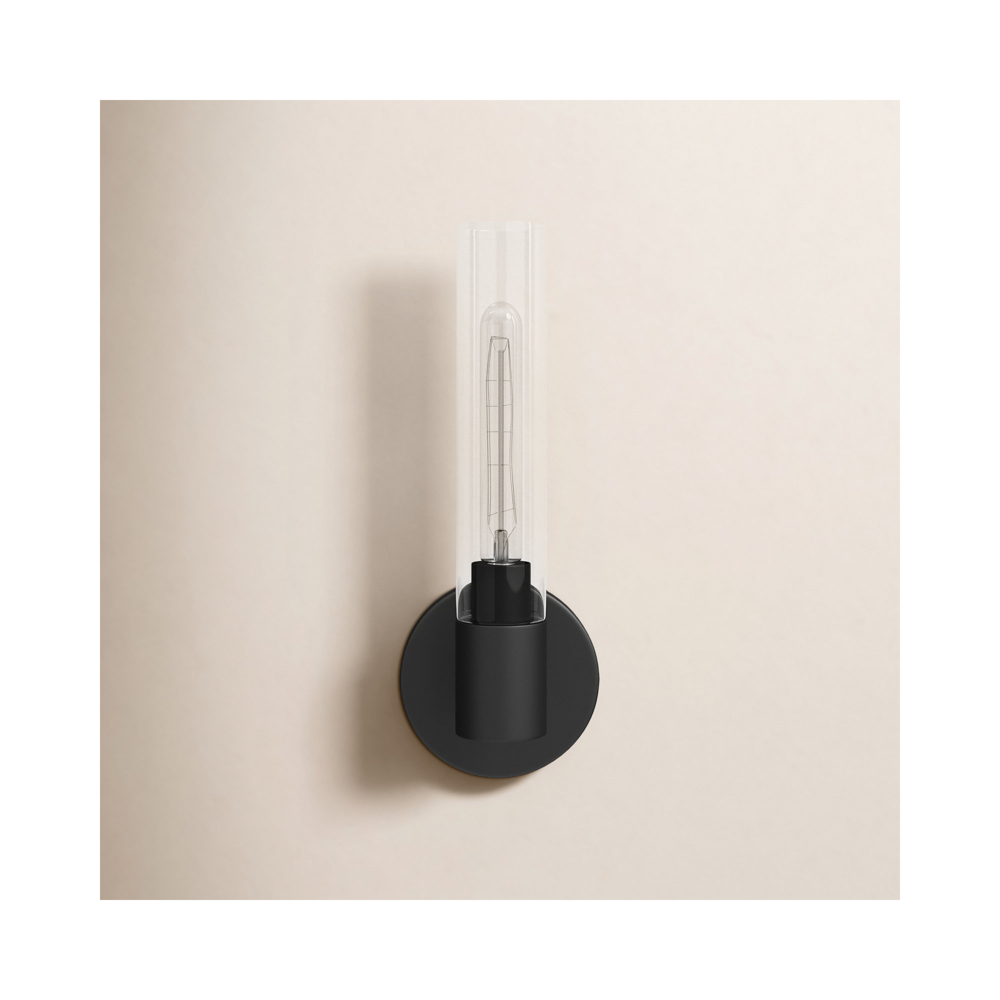 Single Transparent Dimmable Bath Sconce, Black