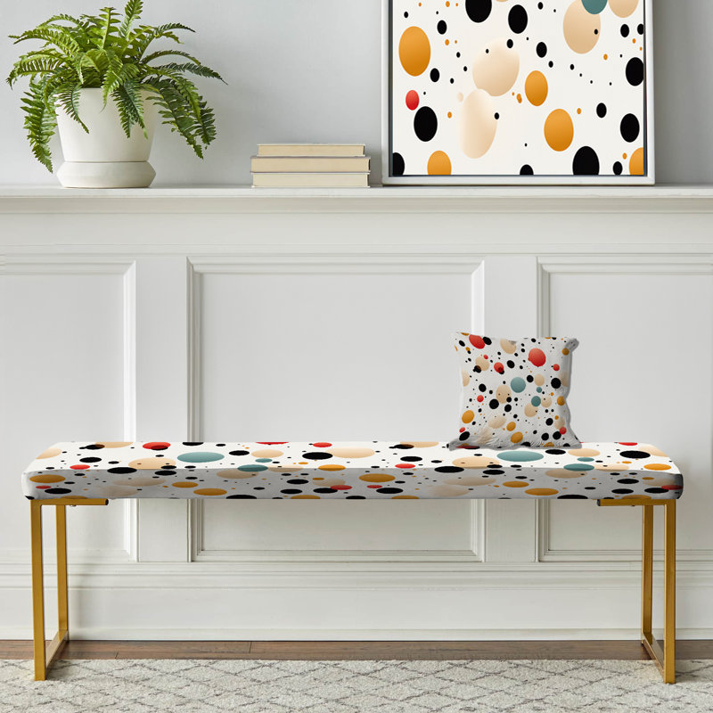 Vibrant motif à pois multicolores - banc rembourré à pois or