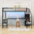 Metal Loft Bed With Open Wardrobe, LED Light, Desk, Charing Station And Storage Stair-118659724-116532767