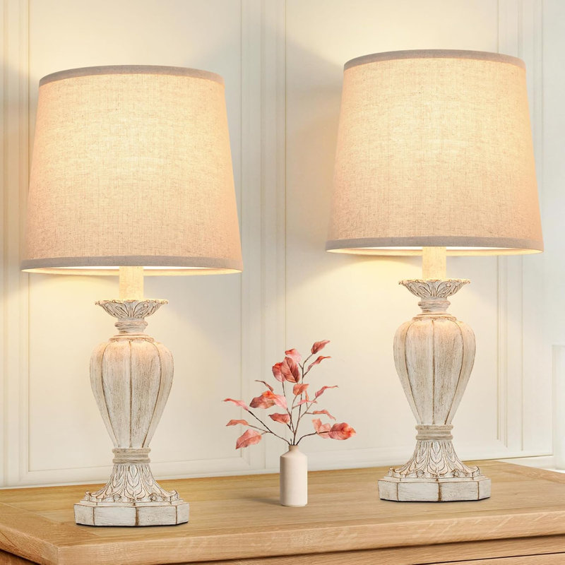 Table Lamps For Bedrooms Set Of 2, 18 Inch