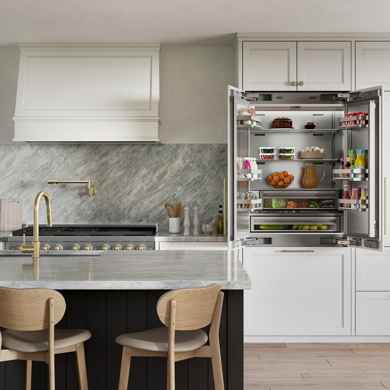 ZLINE 36 in. French Door Built-In Refrigerator in DuraSnow Steel with Stainless Steel Interior, Multicolored